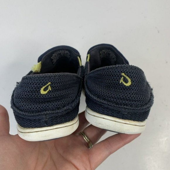 Olukai Nohea Mesh Casual Slip On Loafer Navy Green Logo Shoe Youth Boy Size 1 B1 - Picture 11 of 12
